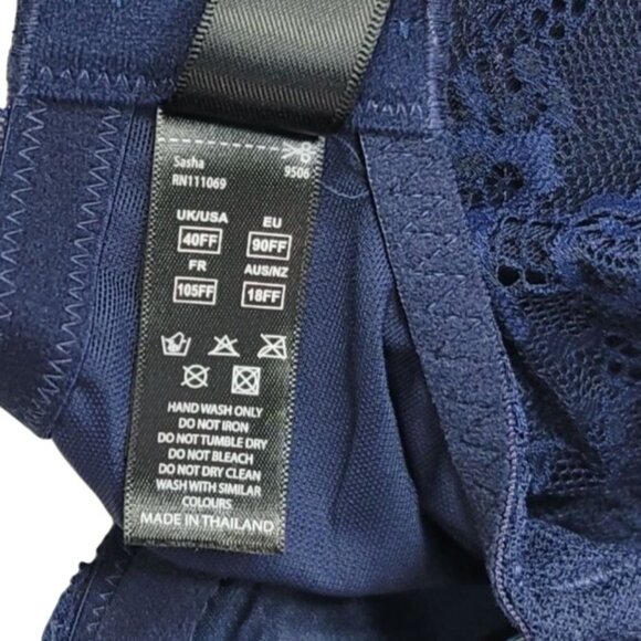 Panache Sculptresse Underwire Sasha Bra Blue 40FF Plunge Seamless Light Pad 9506 - Picture 10 of 11